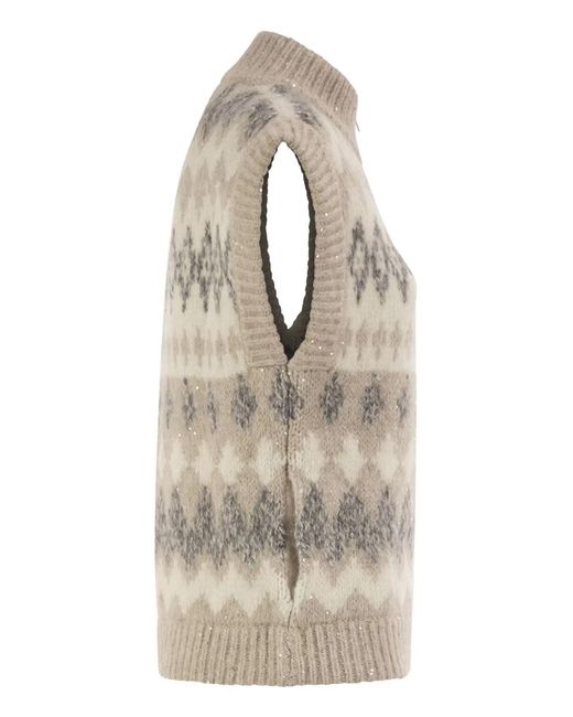 Peserico Natural Jacquard Knitted Gilet