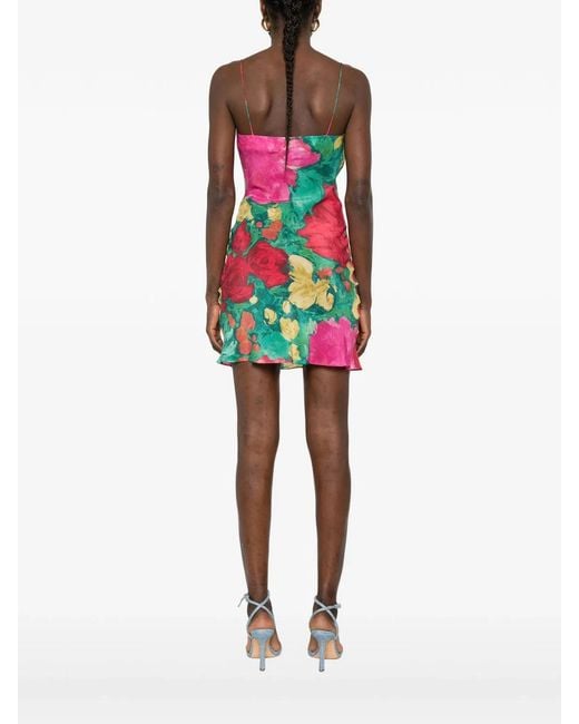 Balmain Red Dress With Roses Print
