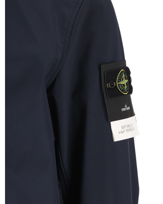 Stone Island Blue Biker Jacket for men