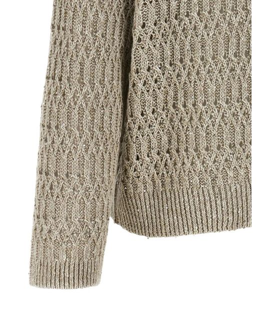 Brunello Cucinelli Gray 'Dazzling Braids' Sweater