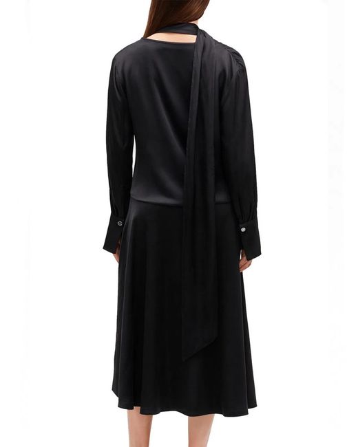 Ganni Black Midi Dress With Scarf