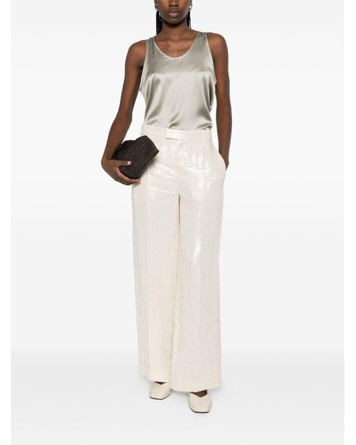 Brunello Cucinelli White Linen Trousers