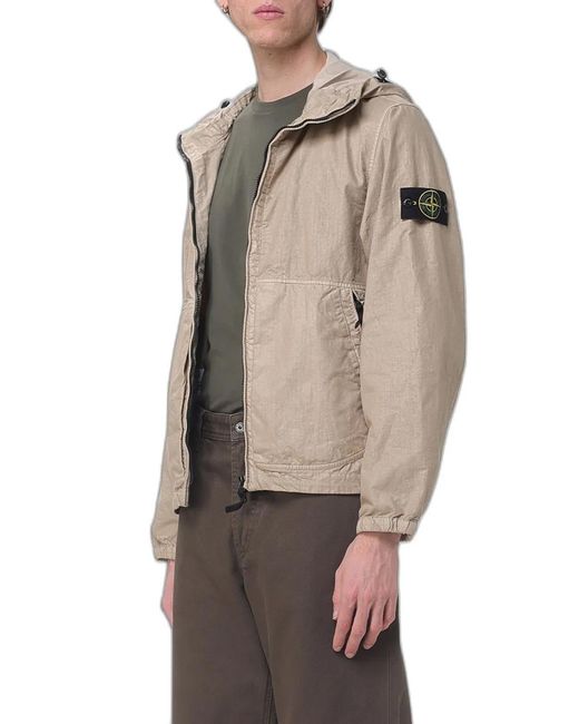 Stone Island Natural Light Zip Hooded Jacket for men