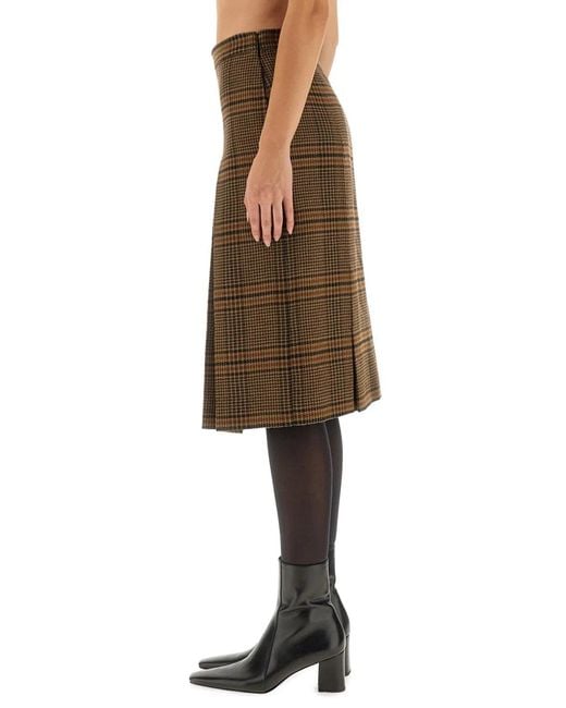 Saint Laurent Brown Wool And Cashmere Midi Skirt