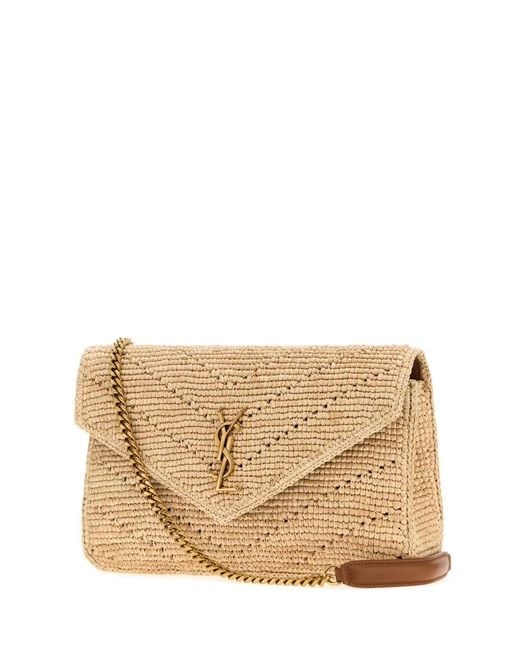 Saint Laurent Natural Raffia Loulou Shoulder Bag