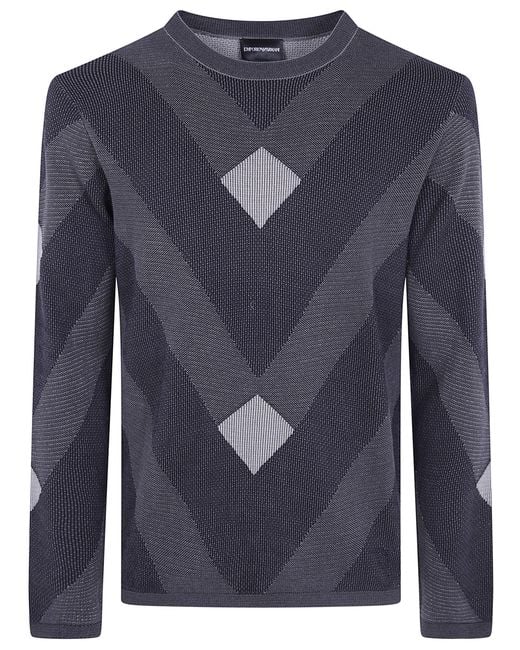 Emporio Armani Blue Round Neck Sweater for men