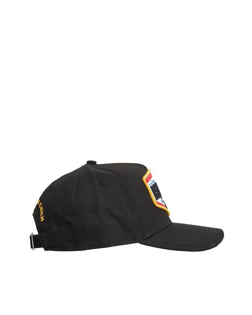 DSquared² Black Baseball Patch Cap for men
