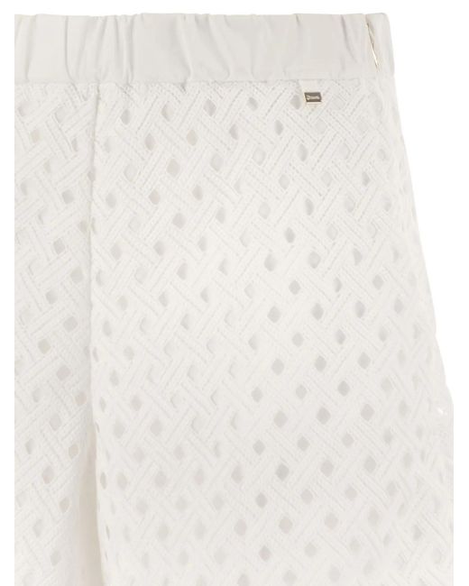 Herno White Perforated Shorts With Geometric Shapes