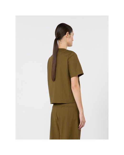 Max Mara Green Stretch Cotton Zanzara Blouse