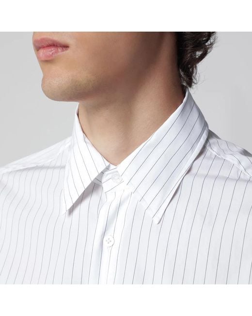 Lardini White Cotton Shirt With Fine Stripes for men