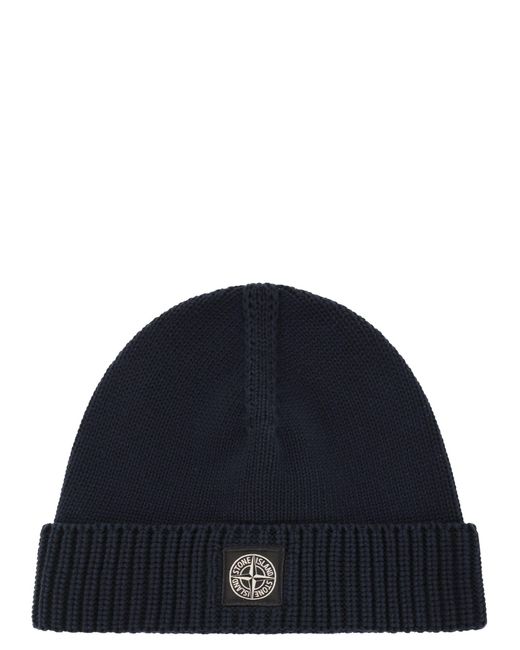 Stone Island Blue Cotton Cap With Logo