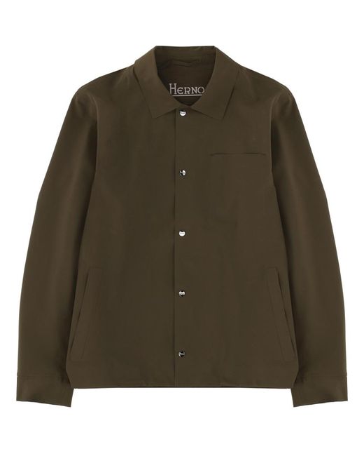 Herno Green Overshirt With Pocket for men