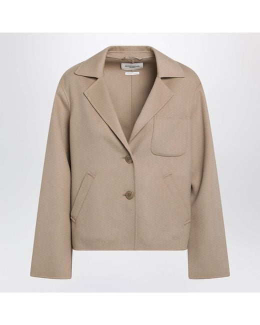 Weekend by Maxmara Natural Camel Wool Crop Jacket