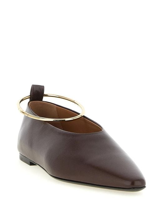 Jil Sander Brown 'Ring' Ballet Flats