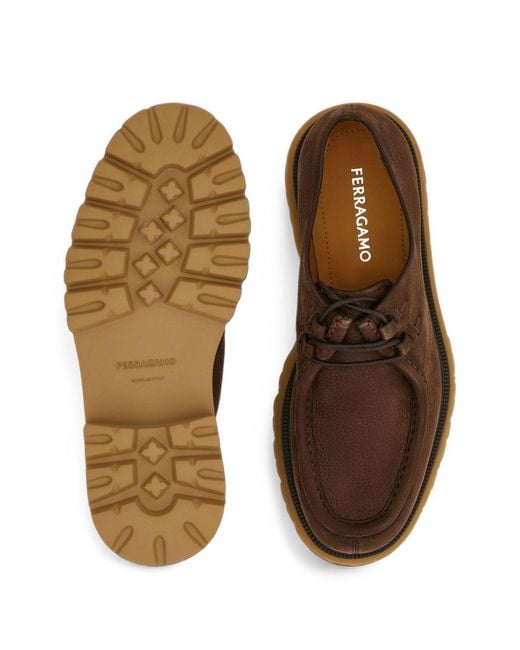 Ferragamo Brown Two Tone Flats for men