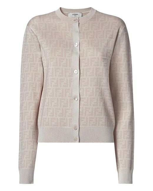 Fendi Natural Ff Wool Cardigan