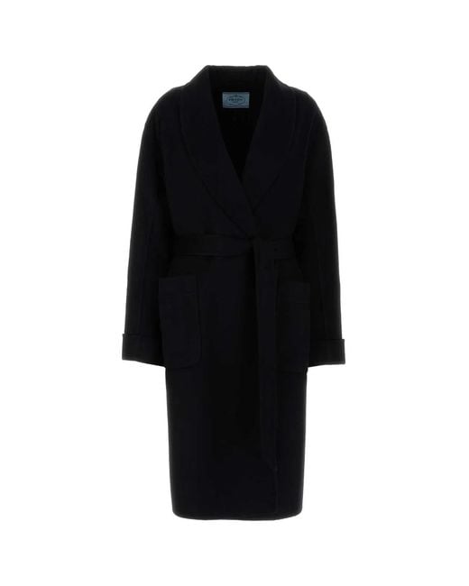 Prada Black Wool Blend Coat