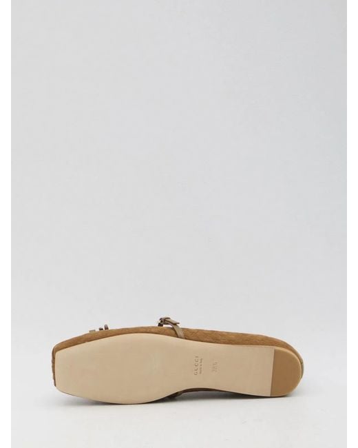Gucci Natural Biscuit Suede Ballerinas