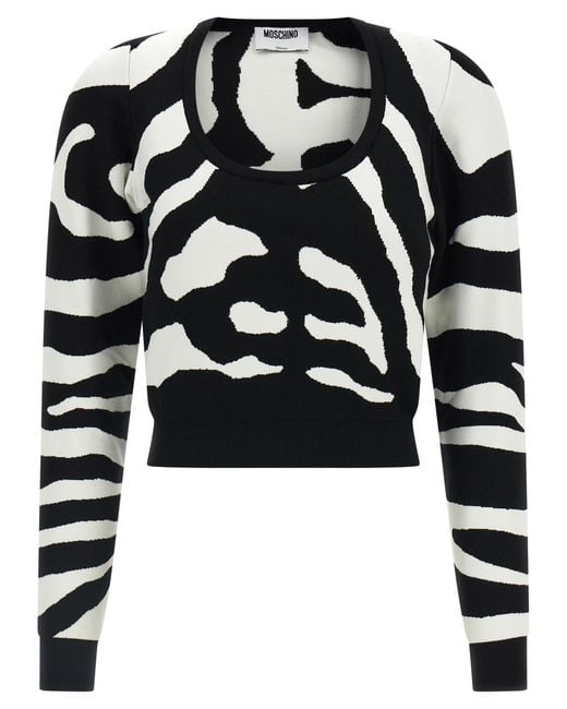 Moschino Black Zebra Intarsia Sweater