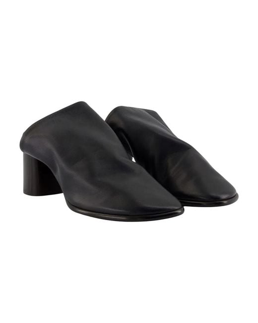 Lemaire Blue Lambskin Mules With Block Heel