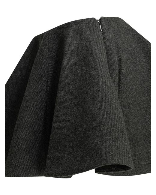 Ganni Black Flared Wool Miniskirt