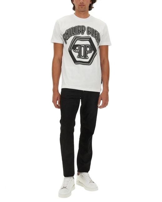 Philipp Plein Gray Logo Print T-Shirt for men