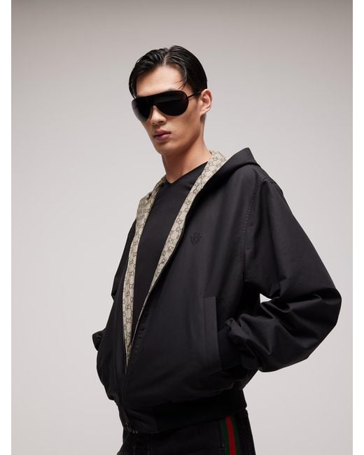 Gucci Black Reversible Cotton Canvas Zip Jacket for men