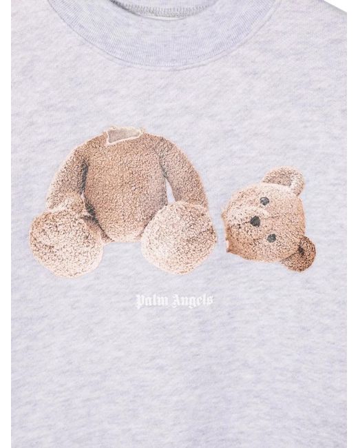 Palm Angels White Felpa Con Stampa Bear