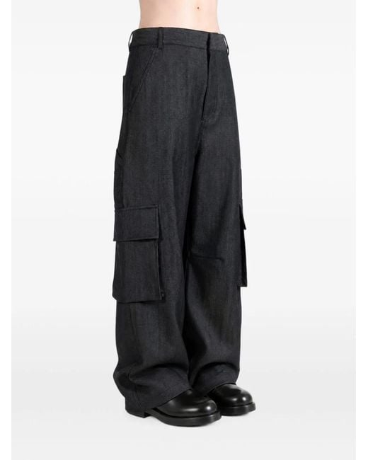 Balenciaga Gray Barrel Leg Wool Cargo Pants