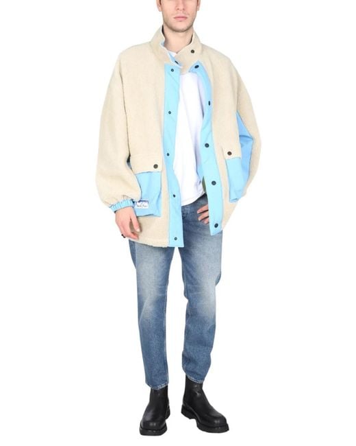 MSGM White Reversible Sherpa Jacket for men