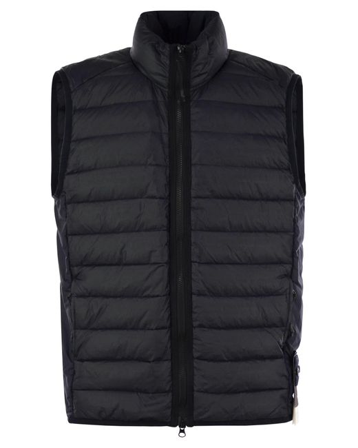 Stone Island Blue Down Jacket With Zip for men