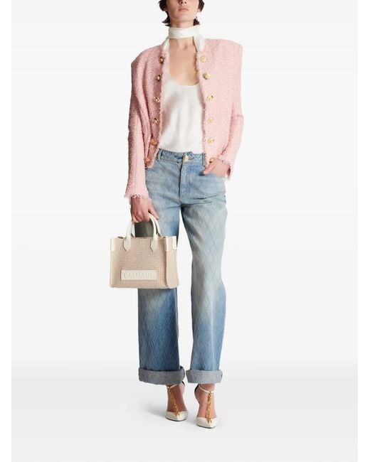 Balmain Natural Compact B-Army Tote Bag