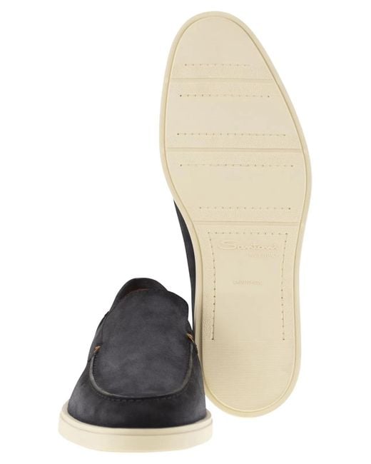 Santoni Black Suede Moccasin for men