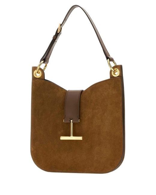 Tom Ford Brown Suede Calf + Smooth Calf Small Crossbody