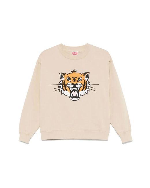 KENZO White Happy Tiger Logo Sweatshirt