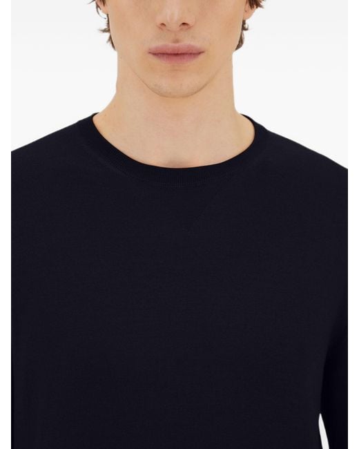 Herno Blue Dark Wool Silk Sweater for men