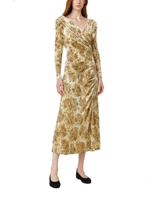 Ganni Natural Long Dress With Print