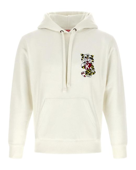 KENZO White 'Wild Tiger Embroidered' Hoodie