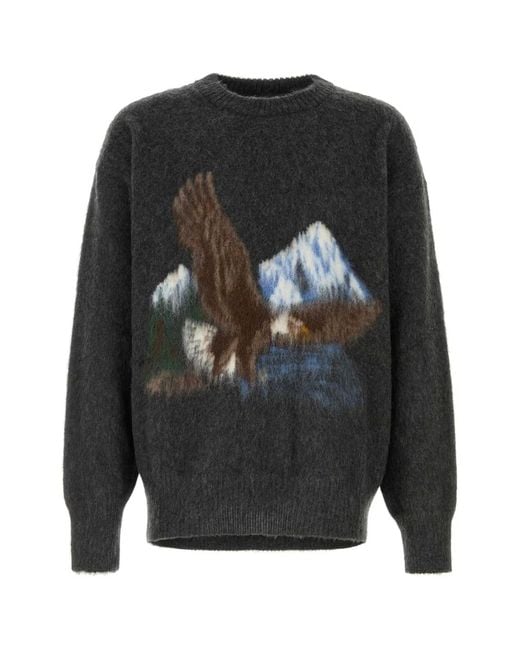 Maison Margiela Gray Brushed Eagle Pullover for men