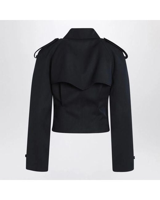 McQueen Blue Midnight Wool Trench Coat