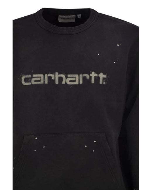 Carhartt Black Crew Neck Sweatshirt With Spray Effect Logo