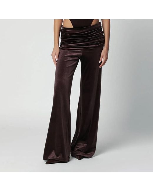 ANDAMANE Black Velveteffect Trousers With Draped Waistband
