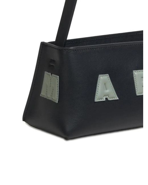 Marni Black Logo-Appliqué Shoulder Bag