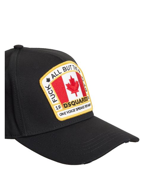 DSquared² Black Baseball Flag Cap for men