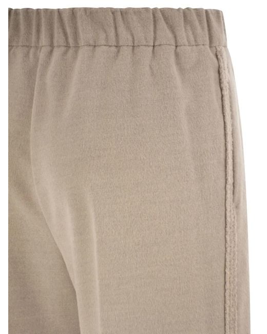 Herno Natural Wide-Leg Flannel-Effect Trousers With Elasticated Waistband