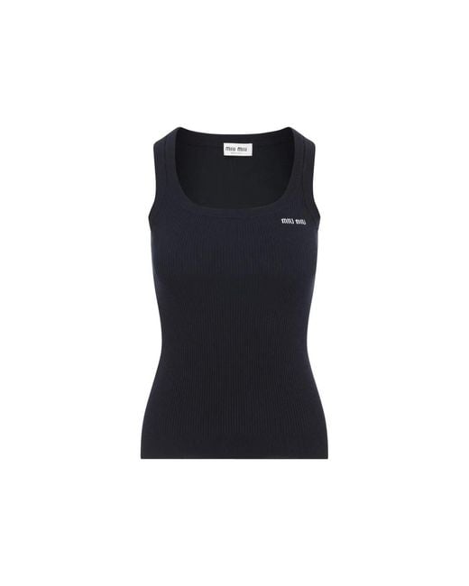 Miu Miu Blue Midnight Cotton Tank Top