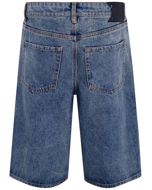 Daily Paper Blue Compact Shield Embroidery Denim Shorts for men