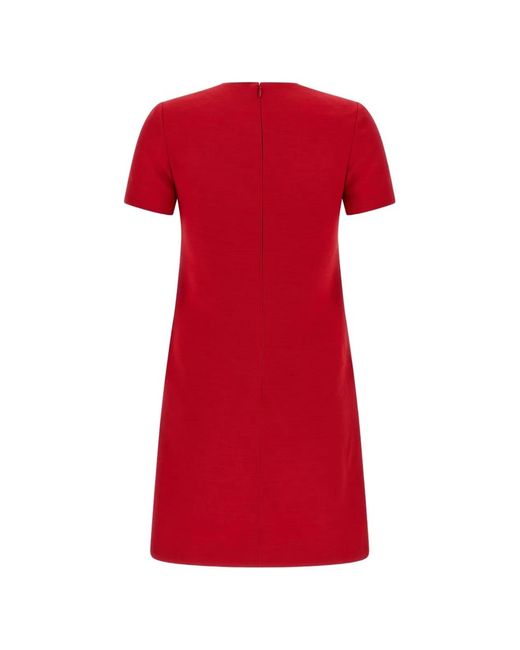 Valentino Red Vlogo Signature Wool And Silk Dress