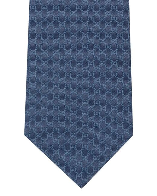Gucci Blue Silk Jacquard Tie for men