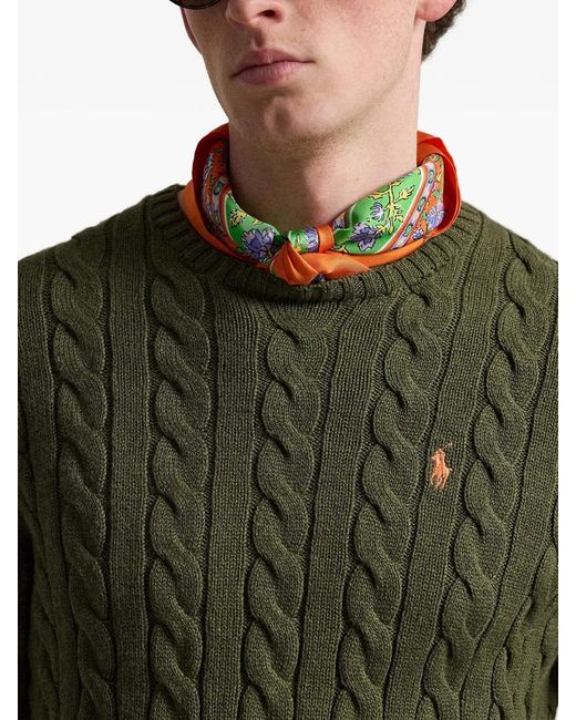 Polo Ralph Lauren Green Cable-Knit Cotton Jumper for men